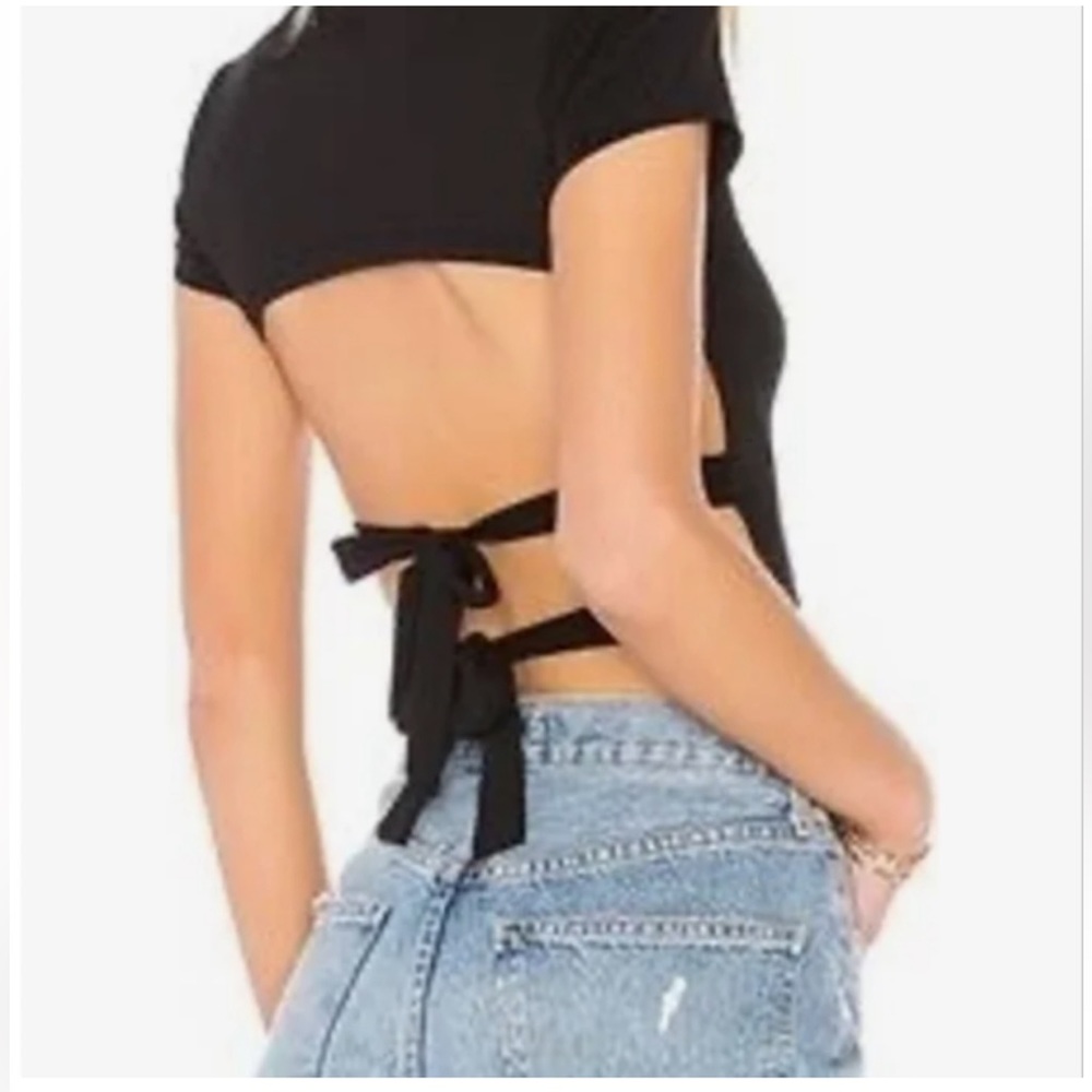 superdown Open Back Black Crop Top Small